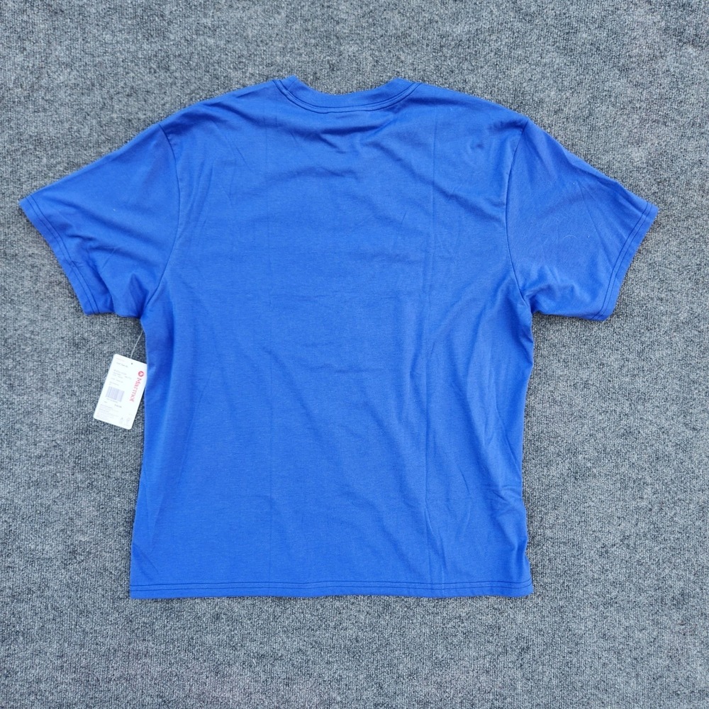 Marmot Mountain Works Mens Tee T Shirt Trail Blue Short Sleeve Graphic logo sz S - Picture 4 of 8